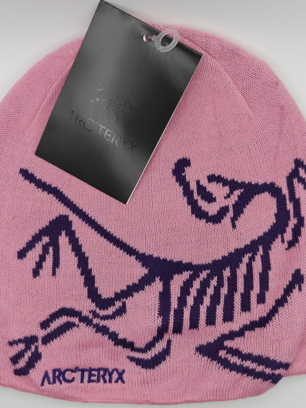 Arc'teryx Pink Beanie with Purple Logo Graphic